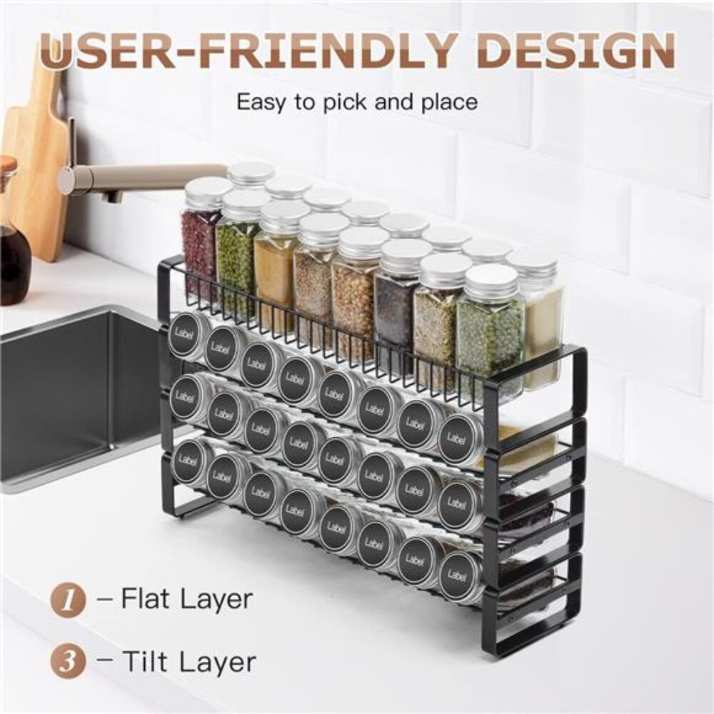 4 Tier Stackable Seasoning Rack Organizer, Detachable Countertop Spice Jar Rack - Picture 3 of 7